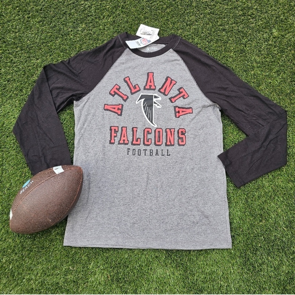 Atlanta Falcons Raglan Long Sleeve Football T-Shirt New With Tags
